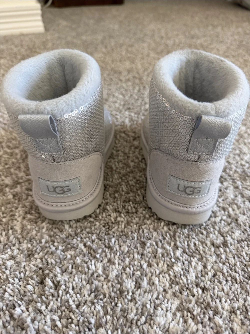 UGG Kids Silver Sequin Short Boots
